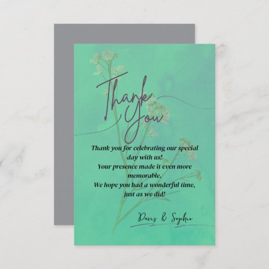 Carte de remerciements élégant (Devant / Derrière)