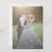 Carte De Remerciements Élégant 2 photos calligraphie script mariage (Devant)