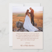 Carte De Remerciements Élégant 3 Photo Collage Mariage de script en terre (Dos)