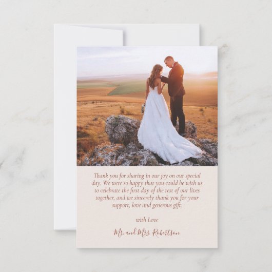 Carte De Remerciements Élégant 3 Photo Collage Mariage de script en terre (Dos)