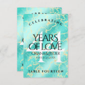 Carte De Remerciements Élégant 44ème anniversaire de Mariage turquoise (Devant / Derrière)