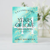 Carte De Remerciements Élégant 44ème anniversaire de Mariage turquoise (Debout devant)