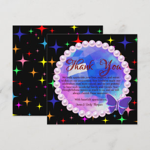 Carte De Remerciements Élégant Abstrait Anniversaire de Mariage Lilas Per