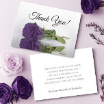Carte De Remerciements Elegant Amethyst Purple Rose Simple Wedding<br><div class="desc">These simple cards are a wonderful way to thank your wedding guests for being a part of your special day. The front features a single amethyst purple colored rose lying on its side mirrored in a pool of water with elegant script lettering reading "thank you". The back has space for...</div>