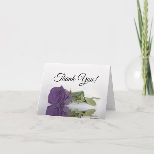 Carte De Remerciements Élégant Améthyste violet Rose Mariage Photo à l'in (Devant)