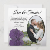 Carte De Remerciements Élégant Améthyste violet Rose Oval Photo Mariage (Devant)