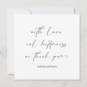 Carte De Remerciements Élégant amour et bonheur Mariage romantique