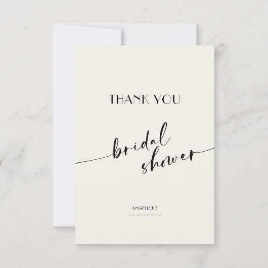 Carte De Remerciements Elegant and Simple - Minimalist Bridal Shower (Devant)