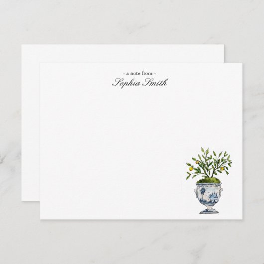 Carte De Remerciements Elégant aquarelle citron topiaire (Devant / Derrière)