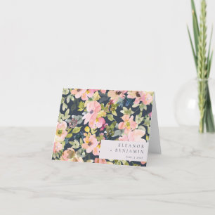 Carte De Remerciements Elégant Aquarelle de marine rose Floral Custom Wed