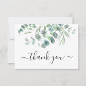 Carte De Remerciements Elégant Aquarelle Eucalyptus Vert Script (Devant)
