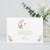 Carte De Remerciements Elégant Aquarelle Fleurs de Flush Or Baptême (Debout devant)