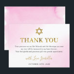 Carte De Remerciements Elégant Aquarelle Pastel Pink Gold Bat mitzvah<br><div class="desc">Elégante aquarelle Pastel Pink Gold Bat mitzvah Carte de remerciements</div>