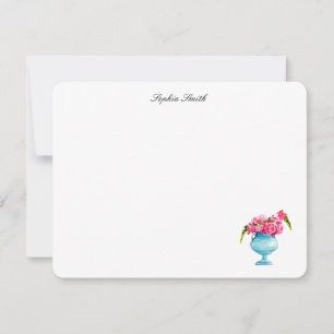Carte De Remerciements Élégant aquarelle Roses roses Floral Plat