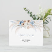 Carte De Remerciements Elégant arc rose bleu poussiéreux fleurs séchées (Debout devant)