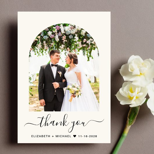 Carte De Remerciements Elegant Arch Photo Mariage