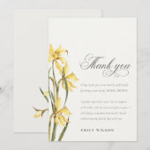Carte De Remerciements Élégant arrosage de mariage jaune aquarelle Daffod (Devant / Derrière)