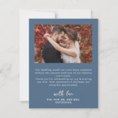 Carte De Remerciements Élégant automne botanique photo mariage bleu (Dos)