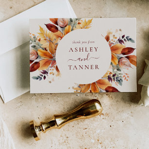 Carte De Remerciements Élégant automne Feuilles Mariage automne