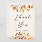 Carte De Remerciements Élégant automne Mariage personnalisé Feuilles auto (Devant)