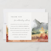 Carte De Remerciements Elégant automne rouille Orange Mountain Trees Mari (Devant)