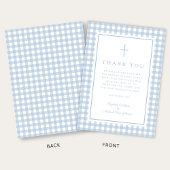 Carte De Remerciements Elegant Baby Blue Gingham Boy Baptism