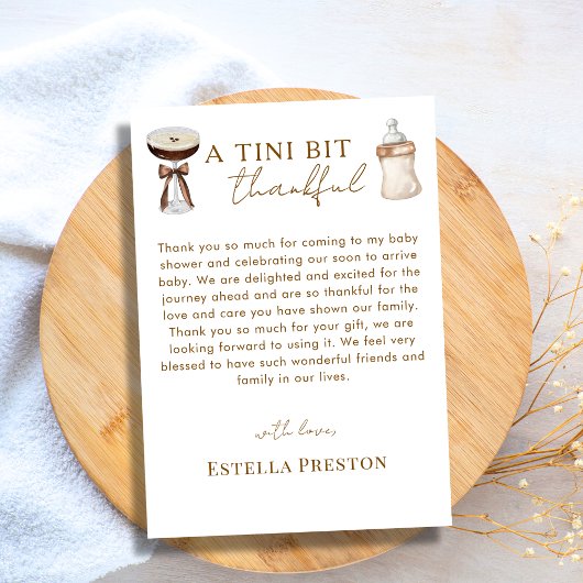 Carte De Remerciements Elégant Baby shower à expresso Martini & Bouteille