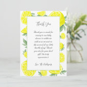 Carte De Remerciements Élégant Baby shower aux citrons (Debout devant)