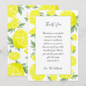 Carte De Remerciements Élégant Baby shower aux citrons (Devant / Derrière)