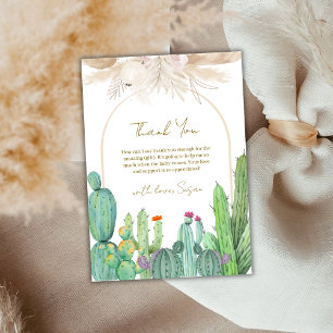 Carte De Remerciements Elégant Baby shower Boho Western Cactus Arch