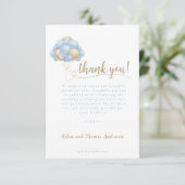 Carte De Remerciements Elégant Baby shower de ballon bleu Boho (Debout devant)