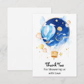 Carte De Remerciements Élégant Baby shower de ballon céleste (Devant / Derrière)