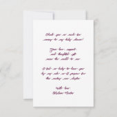 Carte De Remerciements Élégant Baby shower de Bow Bow rose Argent (Dos)