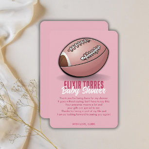 Carte De Remerciements Élégant Baby shower de football rose