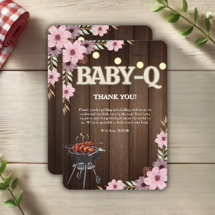 Carte De Remerciements Élégant Baby shower de grillades florales rustique