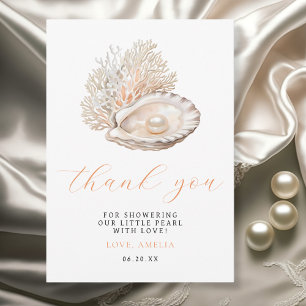 Carte De Remerciements Elégant Baby shower de perle d'aquarelle