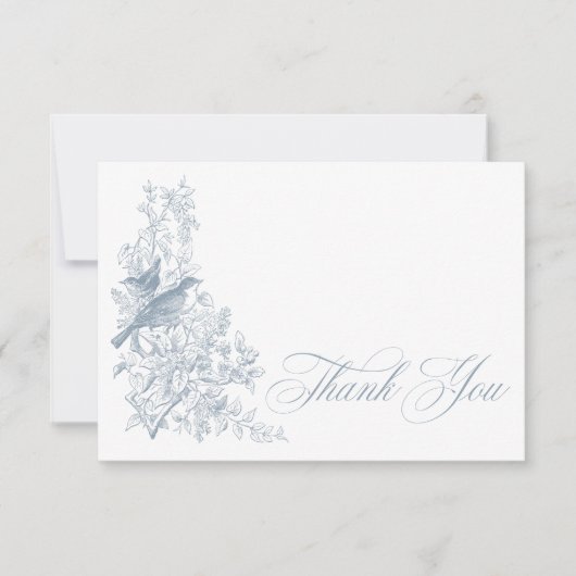 Carte De Remerciements Elégant Baby shower d'oiseaux naturels Blue Chinoi (Devant)