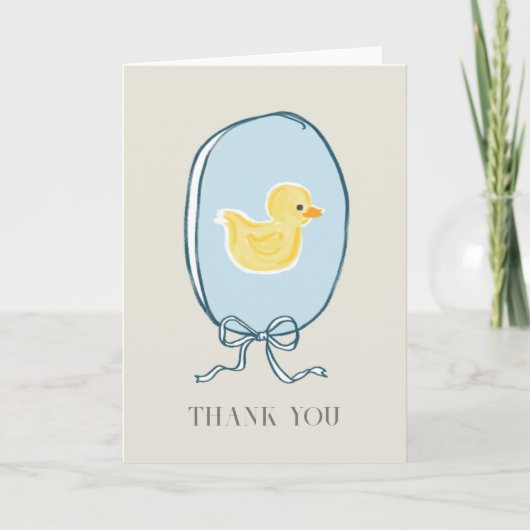 Carte De Remerciements Élégant Baby shower en caoutchouc Ducky plié (Devant)