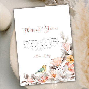 Carte De Remerciements Elegant Baby shower Fleur sauvage Boho