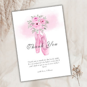 Carte De Remerciements Elégant Baby shower Floral Ballerina Chaussures