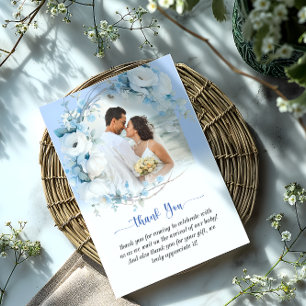 Carte De Remerciements Elégant Baby shower Floral bleu Dusty