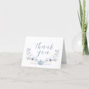 Carte De Remerciements Élégant Baby shower floral de Wilflower bleu hiver