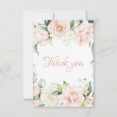Carte De Remerciements Élégant Baby shower floral rose (Devant)
