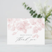 Carte De Remerciements Élégant Baby shower Floral Script rose (Debout devant)