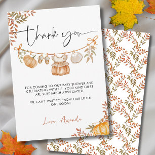 Carte De Remerciements Elégant Baby shower Petit Citrouille