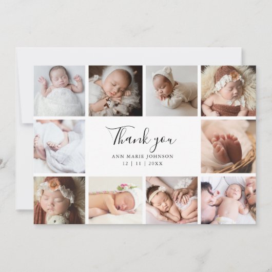 Carte De Remerciements Elégant Baby shower photo chic (Devant)