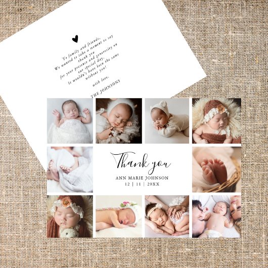 Carte De Remerciements Elégant Baby shower photo chic
