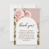 Carte De Remerciements Élégant Baby shower rose (Devant)