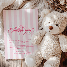 Élégant Baby shower Script & Stripes