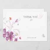 Carte De Remerciements Élégant Baho Il Me Donne Des Papillons (Devant / Derrière)